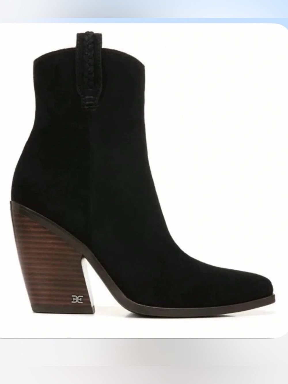 SAM EDELMAN Agnes Black Suede Western Ankle Booties 6 MSRP $180 NWOB